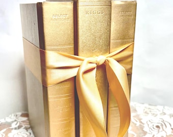 Gold Designer Books, Lightly distressed Book set, Wedding Centerpiece, Home Decor, Home Staging, Photo Prop, Mantel Display,  Home Decor