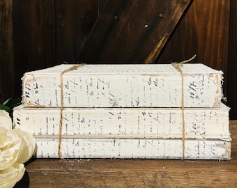 Large Book Stack, Coffee Table Books, French Script, Farmhouse Shelf Decor, Table Riser, Christmas Decoration