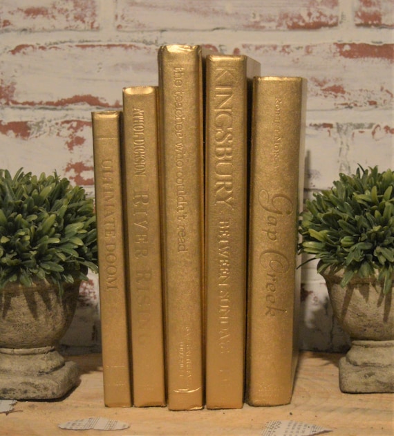 Decorative Book Stack, Gold Home Accessories, Distressed Display Books, Books for Mantle, Home Decor, Bookish Gifts, Book Lovers Gift