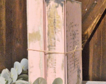 Old Book Stack, Painted Pink Vintage Book Bundle,  French Love Letter, Shabby Chic Decor, Baby Shower Decor, Baby Girl Nursery, Bookish Gift
