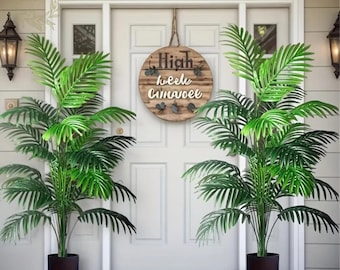 Set of 2 Artificial Areca Palm Plants 90cm | Realistic Faux Tropical Tree, Boho Decor