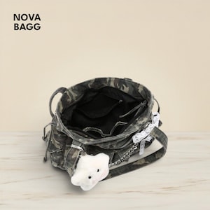 Camouflage Shoulder Tote Bag Kawaii Charm Multi Pocket Large Capacity Crossbody