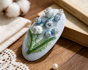 Eleganti fermagli per capelli floreali realizzati a mano, perfetti per l'uso quotidiano, fermagli in tessuto in stile vintage, accessorio floreale senza tempo, regalo premuroso per la mamma.