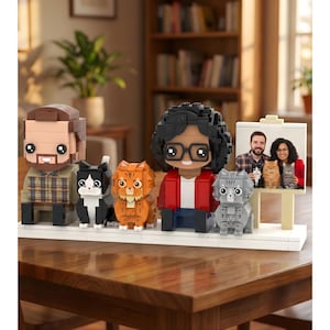 Gepersonaliseerde Kattenfiguur van Bouwstenen, Uniek Cadeau voor Kattenliefhebbers, 3D Kattenportret van Foto, Katten Herdenking