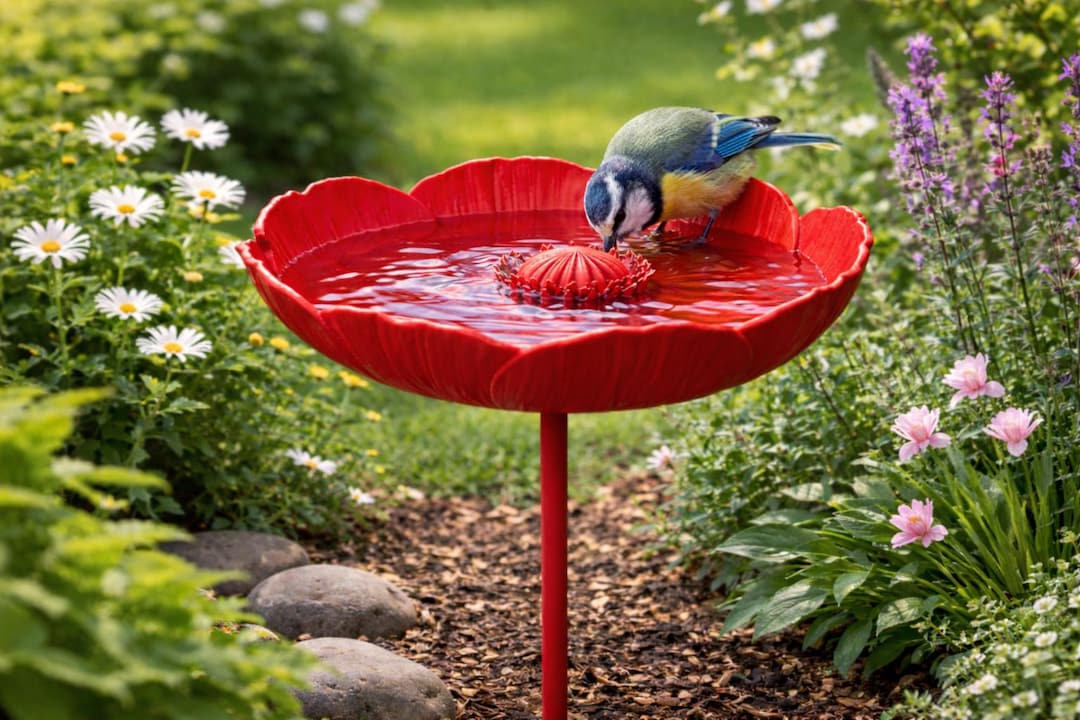 Bienen Tränke Garten, 15cm Große Bienentränke Metall Blume mit Erdspieß, Vogeltränke & Insektentränke, Bienen Wasserstation & Mini Vogelbad für Garten Balkon, Gartendeko & Garden Gift (3 Stück