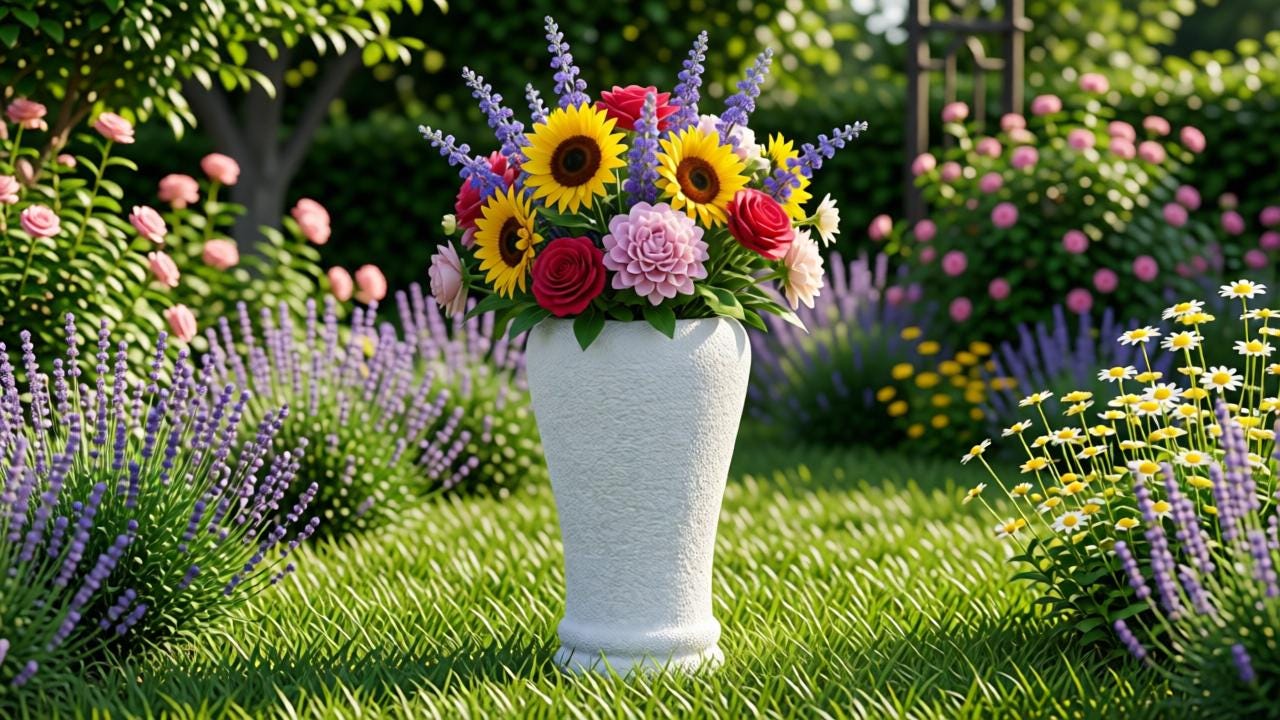 Elegant Grave Vase With Sandstone Look, Weatherproof and Robust Made of PETG, Waterproof Cemetery Vase, Modern Grave Decoration for Fresh and Dried Flowers – GR27