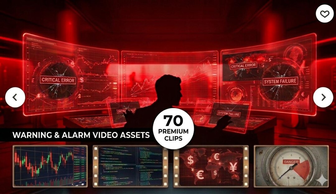 70 Red Alert & System Failure Video Assets | Cinematic 4K Vertical ...