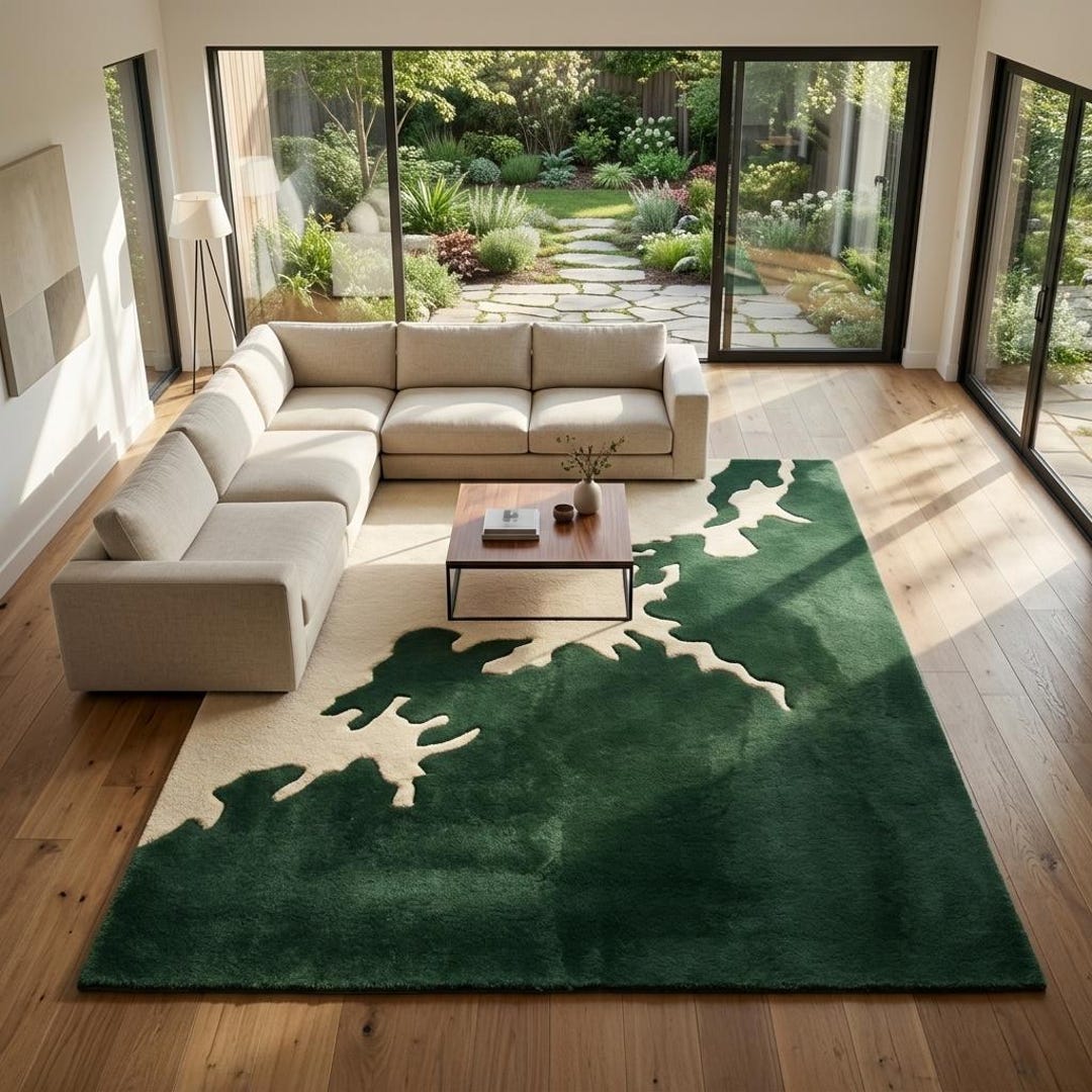 Hand Tufted Wool Rug | Abstract Forest Green Carpet | Modern Organic ...