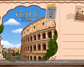 Carte postale numérique - Rome Italie - art de voyage vintage | Souvenir à téléchargement numérique