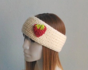 Strawberry Headband, Chunky Knit Headband, Head Wrap, Girls Head Band, Women Outfit,Winter Headband