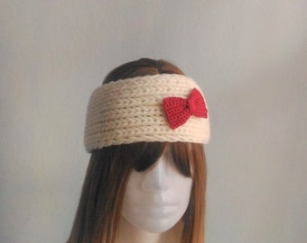Knitted Bow Headband, Bow Headband, Chuny Knit Headband, Cute Bow Headband