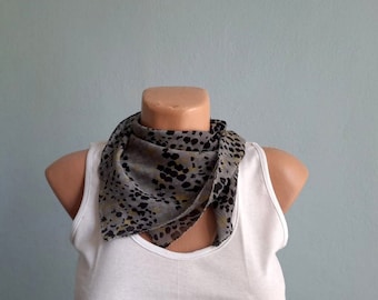 Spring Summer Scarf, Square Scarf, Gray Scarf, Bandana Scarf, Women Scarf Scarves, Neck Scarf, Hair Scarf