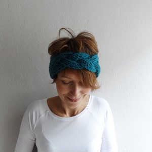 Teal Blue Headband  Braided Headband Chunky Ear warmer Head wrap Knitted Headband Winter Accessories