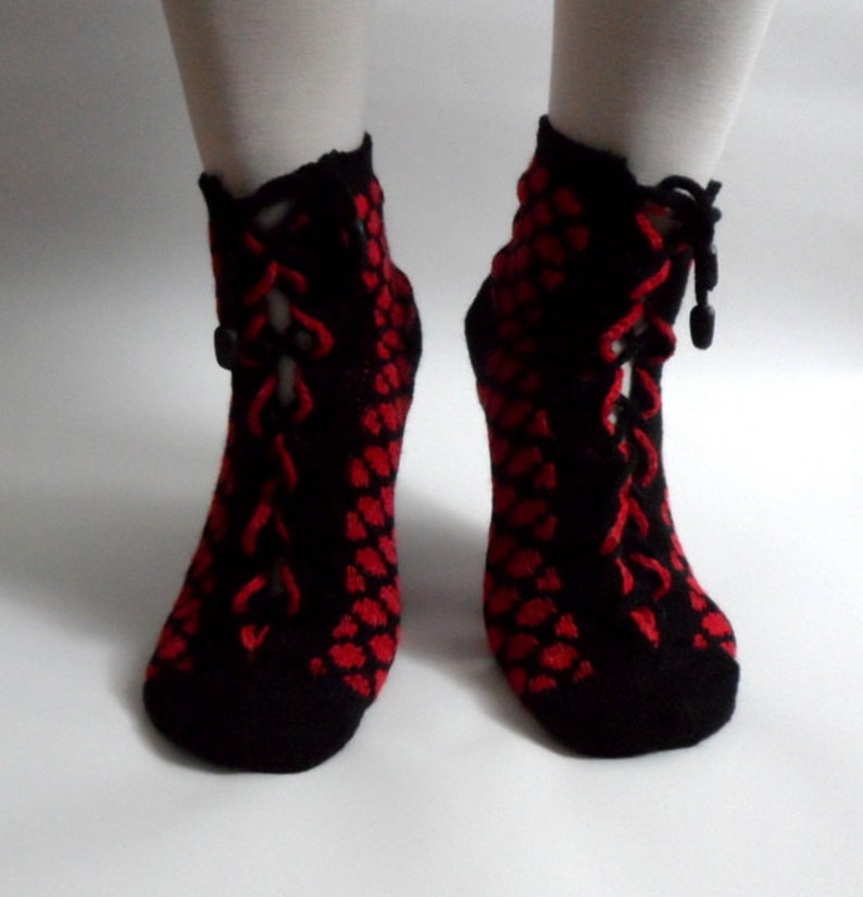 Slippers Socks, Home Slippers, Women Socks in Red Black image 5