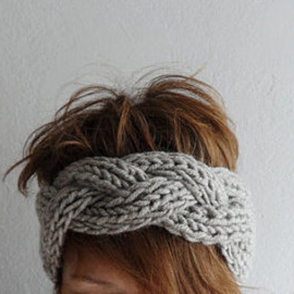 Knitted Headband,Chunky Headband,Ear Warmer Cabled Headband,Head wrap in Stone Beige Taupe Hair Accessories,Winter Accessories