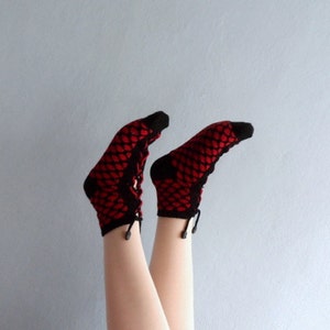 Slippers Socks, Home Slippers, Women Socks in Red Black image 1