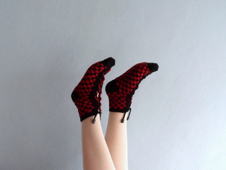 Slippers Socks, Home Slippers, Women Socks in Red Black image 1