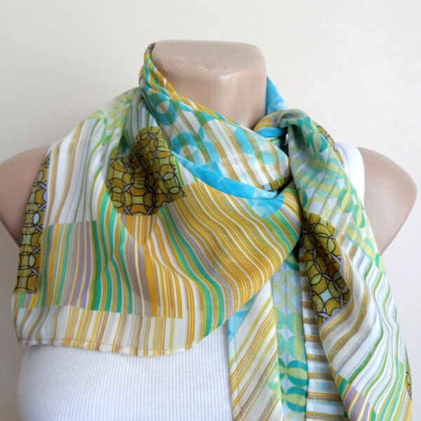 Women Scarf with Rainbow Colors, Triangle Scarf Shawl