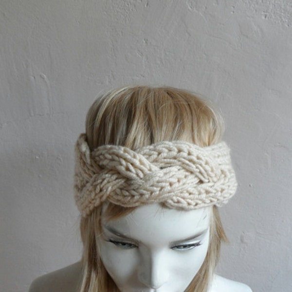 Chunky Headband, Knit Headband, Headwrap, Ear Warmer, Oatmeal Beige, Winter Accessories