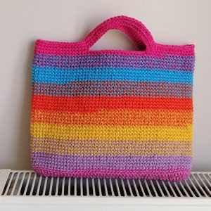 Sac à main arc-en-ciel, sac au crochet Macrame, fourre-tout coloré, sac à bandoulière, sac de plage, sac de luxe week-end occasionnel, sacs à main au crochet femmes, sac carré image 9