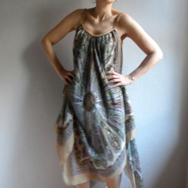 Summer Dress, Floral Long Beach Maxi Dress, Lightweight Sundress, Plus Size, Summer Dress, Bohemian Beach Dress, Brown Green Burgundy