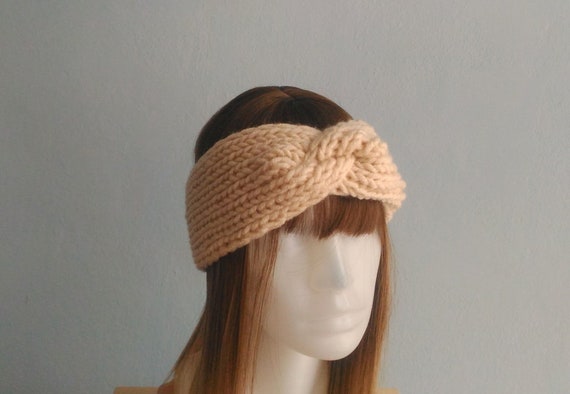 Beige Twisted Headband Beige Twist Headband - Mudvii main image 2