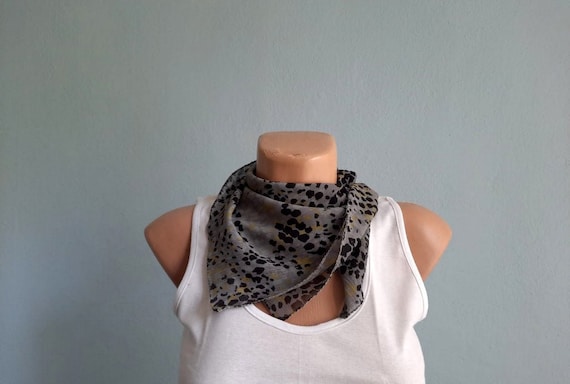 Spring Summer Scarf, Square Scarf, Gray Scarf, Bandana Scarf, Women Scarf  Scarves, Neck Scarf, Hair Scarf