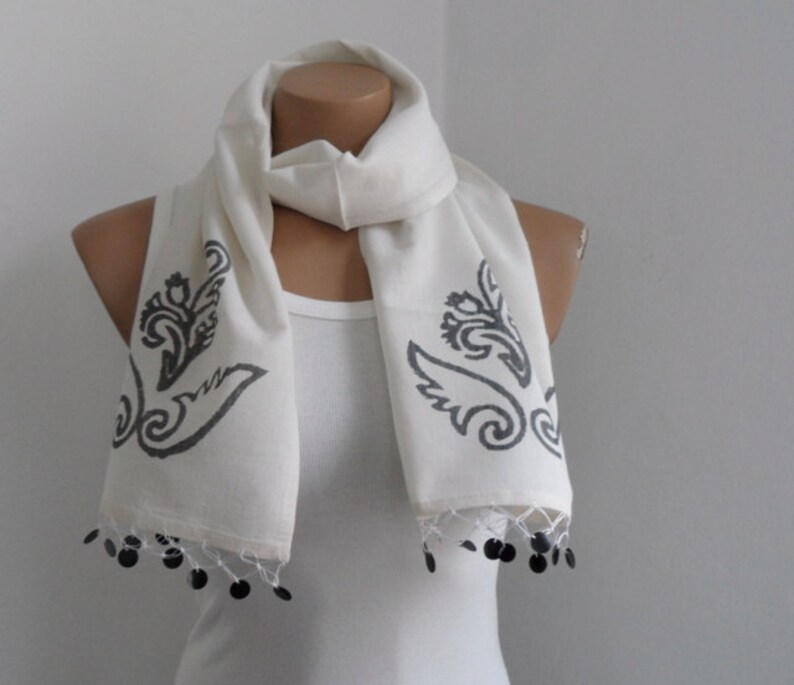cream cotton scarf