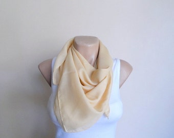 Pale Yellow Square Scarf, Women Scarf Scarves