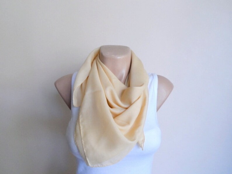 Pale Yellow Square Scarf, Women Scarf Scarves image 1