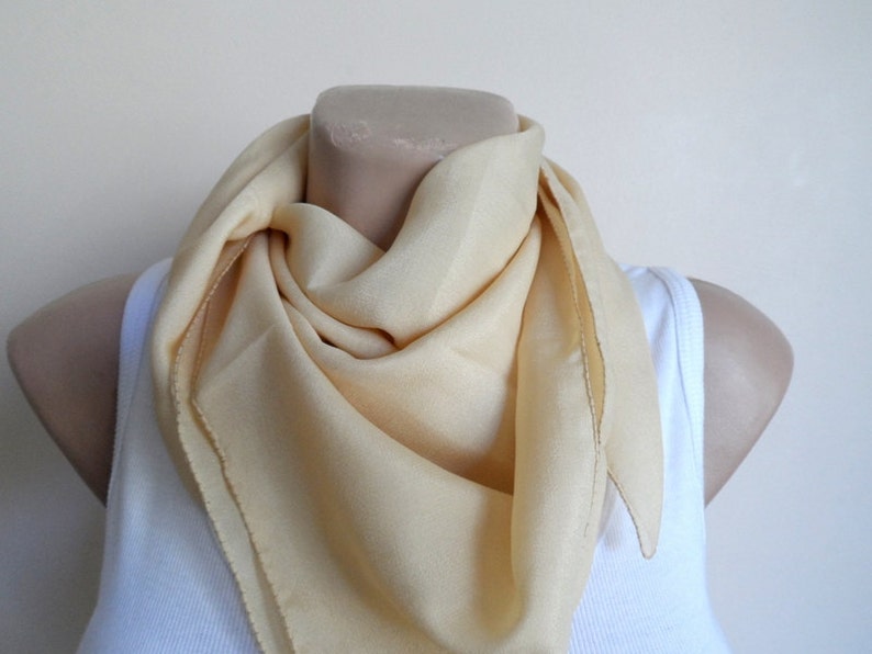 Pale Yellow Square Scarf, Women Scarf Scarves image 5