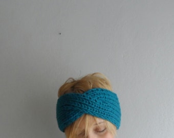 Turban Stirnband,Turban Ohr wärmer,Kopf wickeln,gestrickte Ohrenwärmer,gestrickte Stirnband,Turban Style Stirnband,Teal Blau,Winter Stirnband