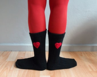 Knitted Men's Socks, Unisex Socks, Wool Socks, Heart Socks, Christmas Gift, Winter Accessories, Gift under 25,Valentines Day