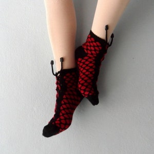 Slippers Socks, Home Slippers, Women Socks in Red Black image 2