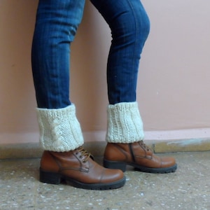 Kenit Boot Cuffs Boot Toppers  Leg Warmers Ankle Warmers Boot Socks in Cream Cables Winter Accessories Gift under 25