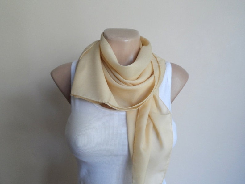 Pale Yellow Square Scarf, Women Scarf Scarves image 2