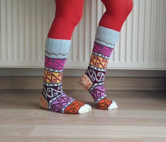 multi coloured leg warmers