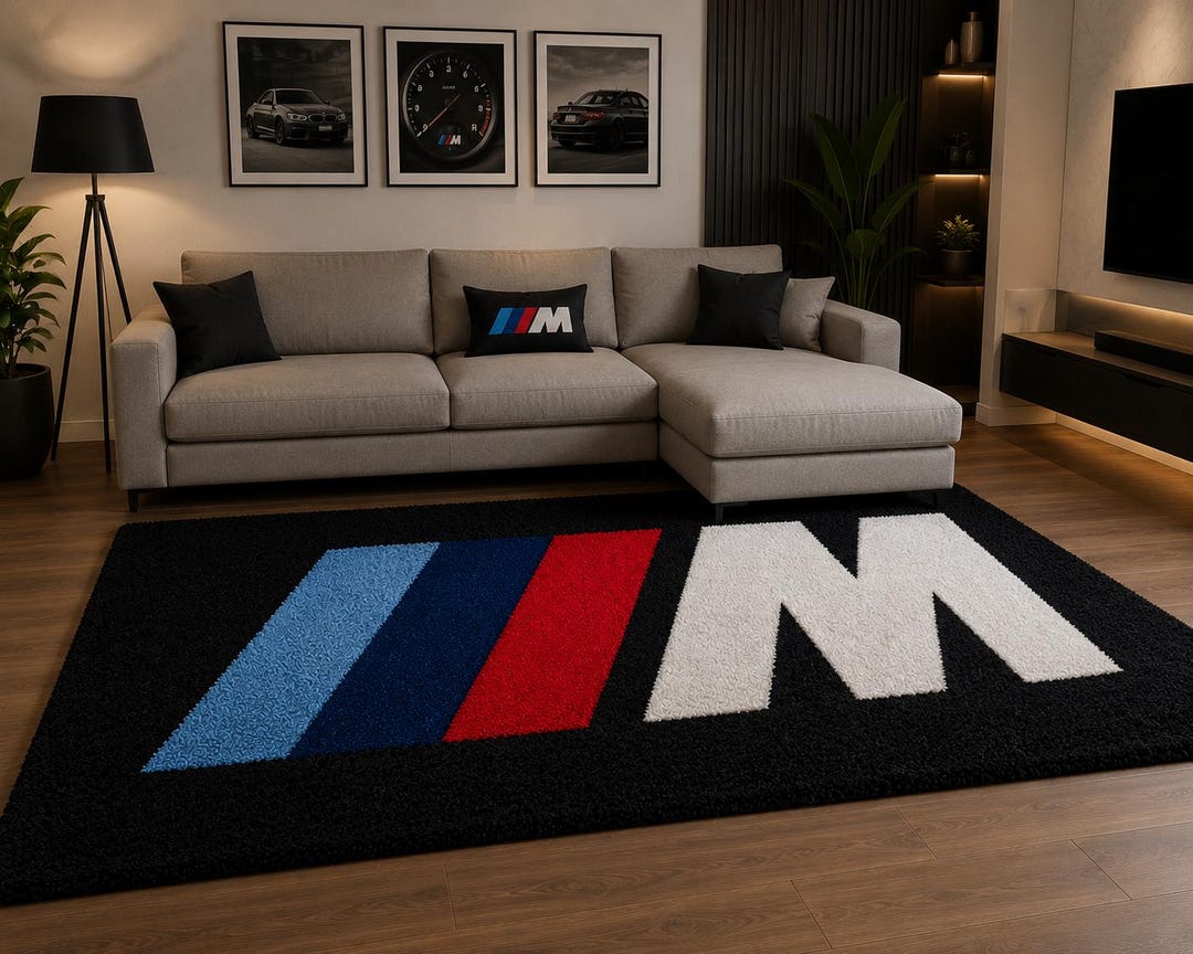 Tufting Rug Bmw Hand-tufted Wool BMW M Performance Car Room Rug, Motorsport Man Cave ...
