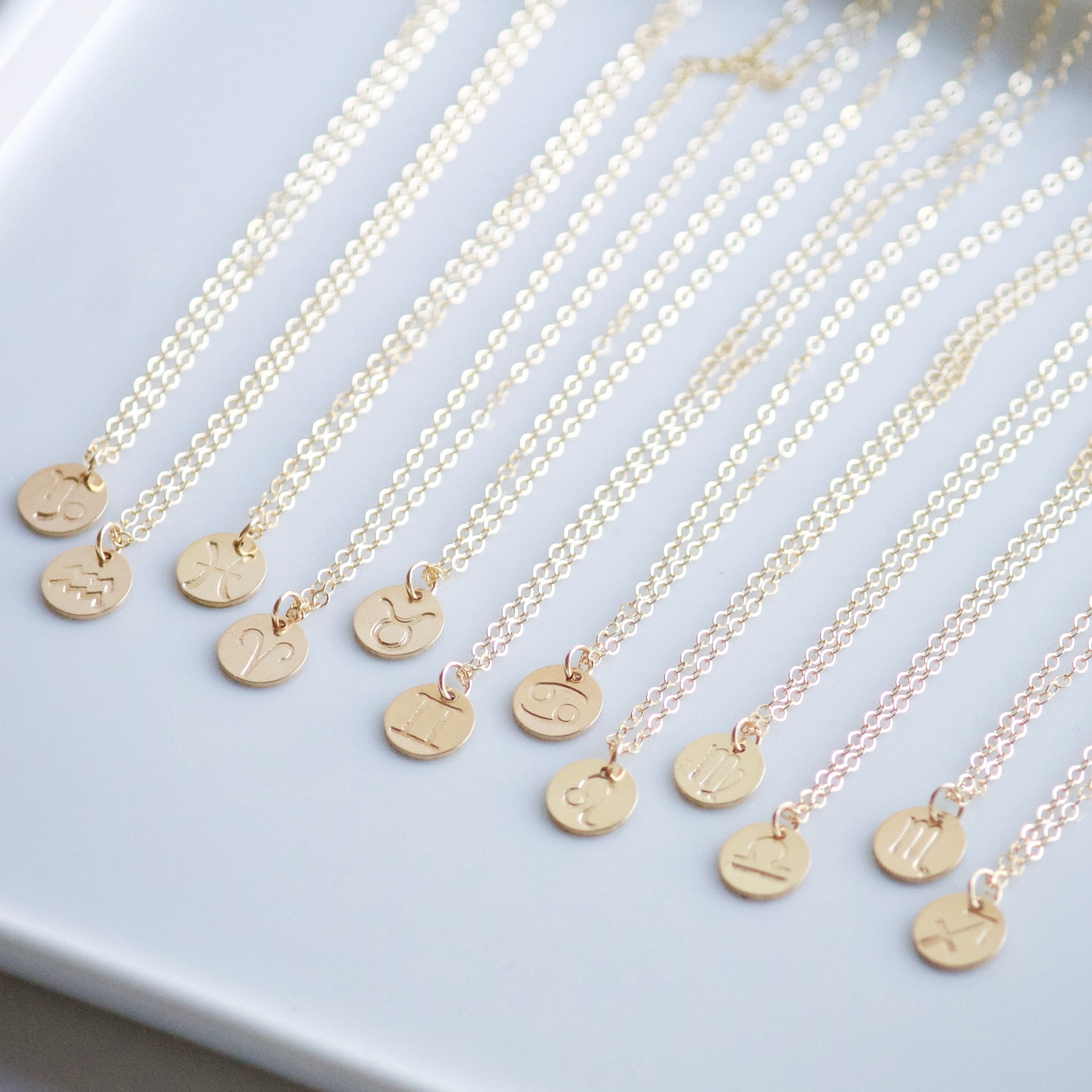 PISCES Necklace Zodiac Charm Necklace 14k gold filled Etsy
