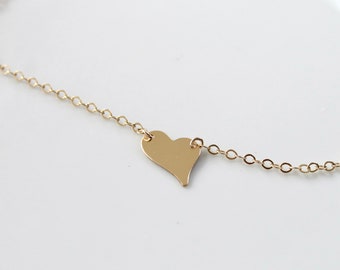 Gold Heart Necklace / 14k Gold Filled / Valentines Gift