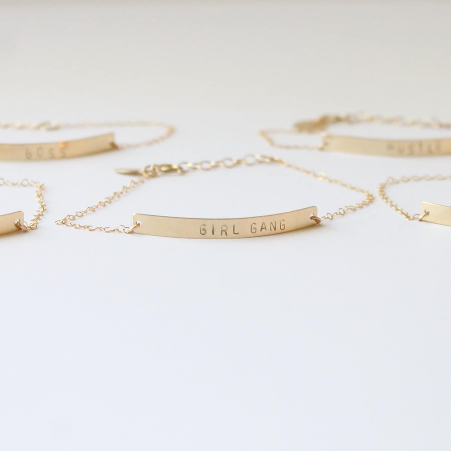 GIRL GANG Bracelet 14k Gold Filled Jewelry Custom Bar Etsy