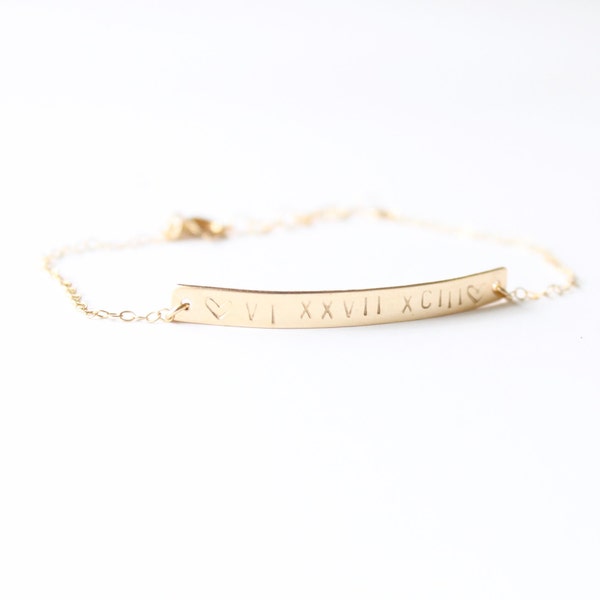 Custom Bar Bracelet - Personalized Jewelry - Hand Stamped Bar - sterling silver and 14k gold filled