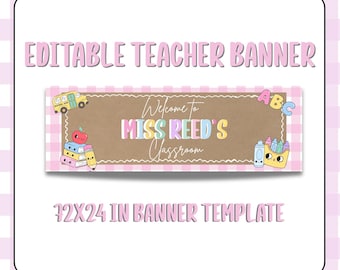 Editable Pastel Classroom Banner – Welcome Students (Digital Download)