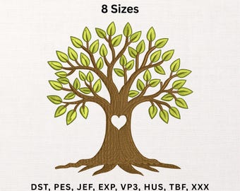 Tree Embroidery Design, Botanical Nature Tree with Roots Machine Embroidery pattern, Instant Download.