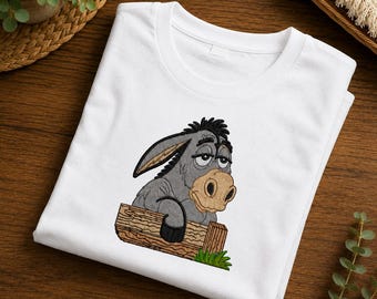 Cute Donkey Embroidery Design, Sad Cartoon Donkey Machine Embroidery File, Cute Animal Pattern, Digital Download.