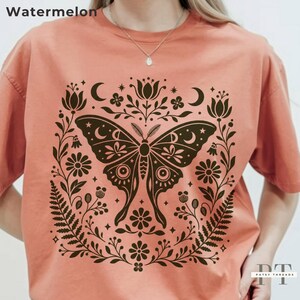 Comfort Colors Boho Cottagecore Shirt, Moth Block Print Style, Oversize Womens Tee, Mothman Unisex T-shirt, Cryptid Shirt, Supernatural Tee