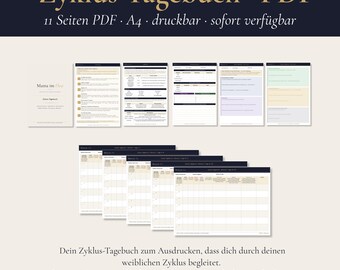 Cycle Diary PDF Printable | Cycle Journal | Cycle Tracker | Female Cycle | Nervous System Motherhood Reflection German