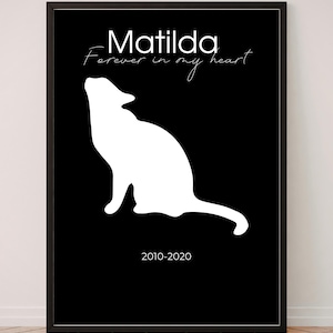 Custom Pet Memorial Portrait, Personalized Dog or Cat Loss Gift, Minimalist Pet Silhouette Print, Pet Remembrance Poster, Digital Download