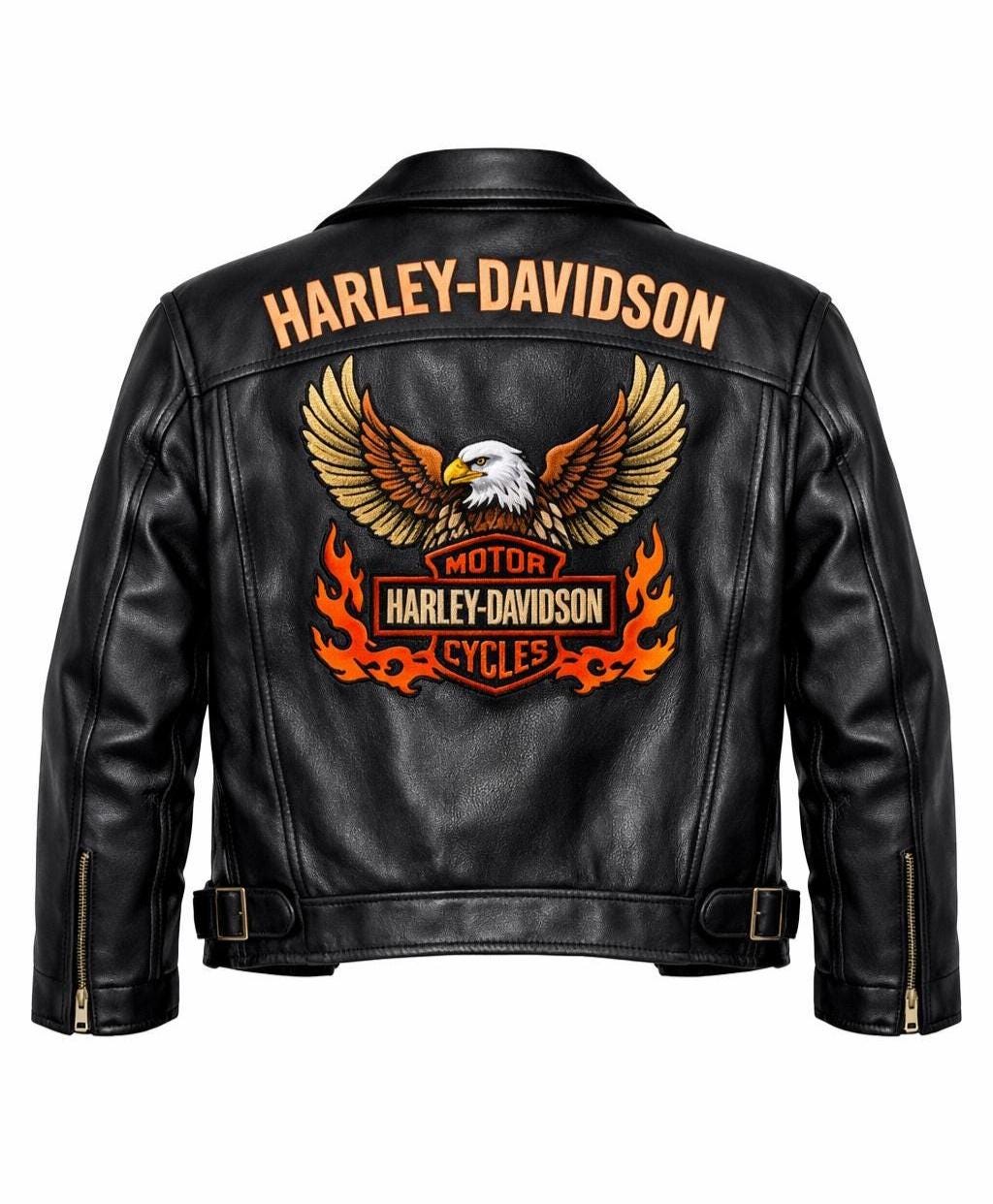 Harley Davidson Leather Flames Jacket - Etsy