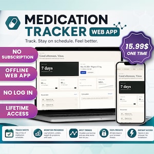 Medication log ,Medication tracker, Medication list, Medication schedule ,Caregiver Organizer | Health Planner I  Doctor Visit Tracker